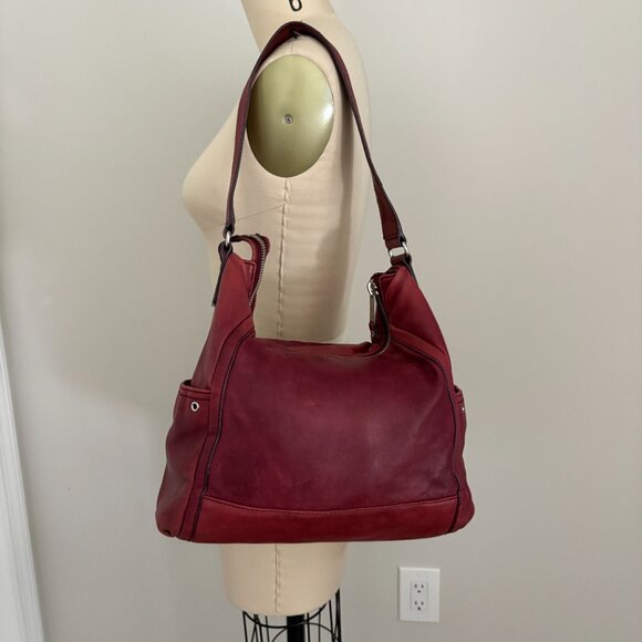 MICHAEL Michael Kors Distressed Red Leather Shoulder Purse - Picture 3 of 10